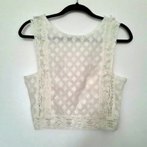 Unique Light cotton & lace top